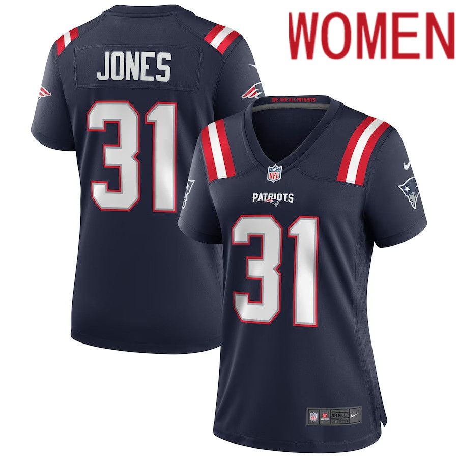 Women New England Patriots #31 Jonathan Jones Nike Navy Game NFL Jersey->women nfl jersey->Women Jersey